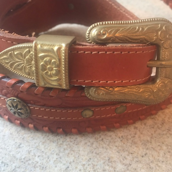 DKNY Vtg Leather Western Belt - Picture 2 of 8